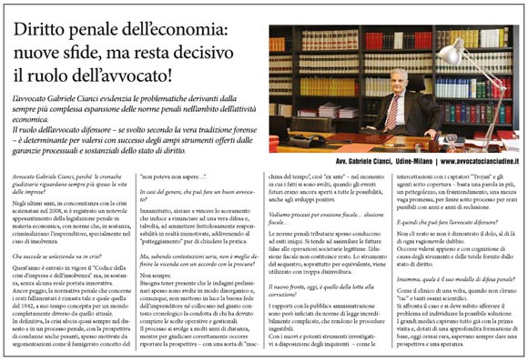 Avvocato Cianci Udine - Dal Corriere della Sera